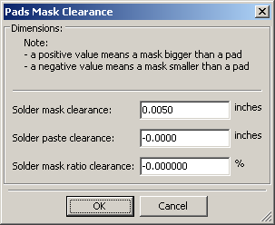 Soldermask dialog box